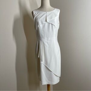 BCBGMaxazria Women’s Ivory Pleated- SZ 10- Sleeveless Sheath Dress
